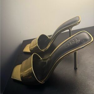 INC International Concepts Women's Gold Open-Toe Heels